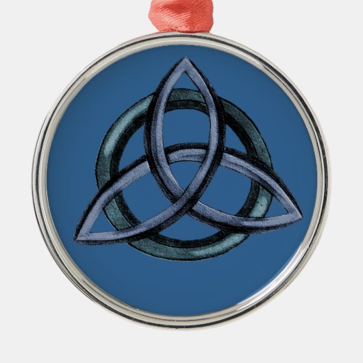 Triquetra (blauw) metalen ornament (Voorkant)
