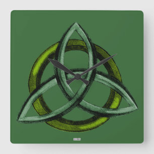 Triquetra (groen) vierkante klok