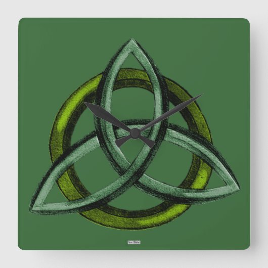 Triquetra (groen) vierkante klok (Voorkant)