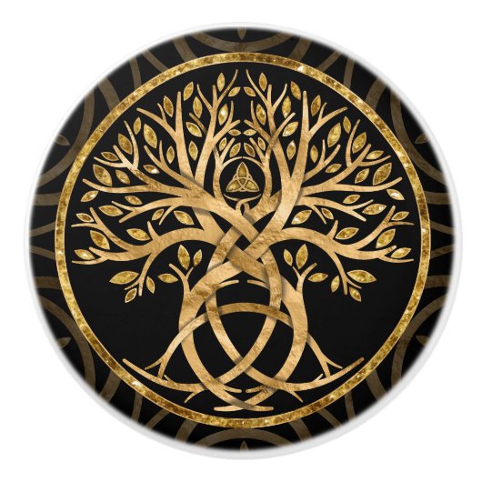 Triquetra Levensboom Keramische Knop (Voorkant)