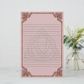 Triquetra Red Silk gelijnd Briefpapier (Staand voorkant)