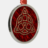 Triquetra Red Silk Metalen Ornament (Rechts)