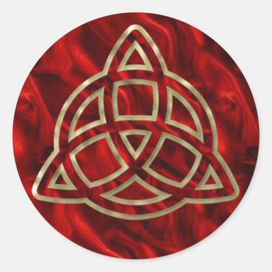 Triquetra Red Silk Ronde Sticker (Voorkant)