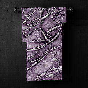 Triquetra Trinity Knot Lavender Paars Faux Metal Bad Handdoek