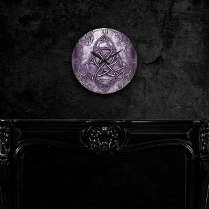 Triquetra Trinity Knot Lavender Paars Faux Metal Ronde Klok