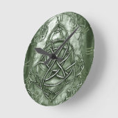 Triquetra Trinity Knot Sage Green Faux Metallic Ronde Klok (Hoek)