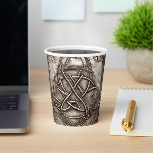 Triquetra Trinity Knot Sepia Faux Metallic Tin Papieren Bekers