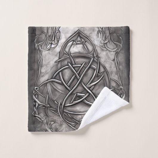 Triquetra Trinity Knot Silvery Pewter Faux Metal Bad Handdoek (Wasdoekje)