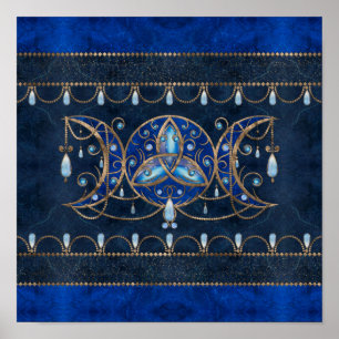 Triquetra Triple Moon Ornament met Moonstone Poster
