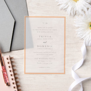 Trisha Peach moderne bruiloft Vellum Uitnodigingen