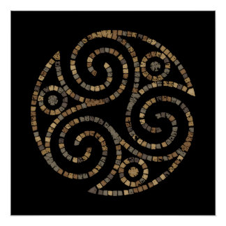Triskelion Celtic - Triple Spiral Symbool - Mosaic Perfect Poster