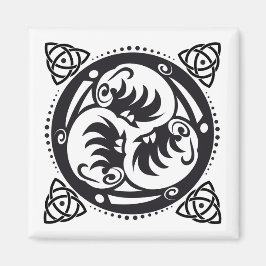 Triskelion Keltische knoop Mandala Design Zwart Magneet