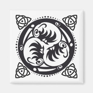 Triskelion Keltische knoop Mandala Design Zwart Magneet