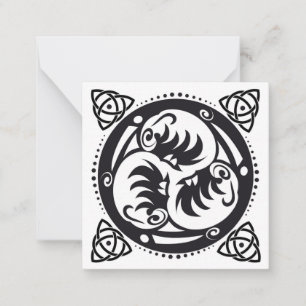 Triskelion Keltische knoop Mandala Design Zwart Notitiekaartje