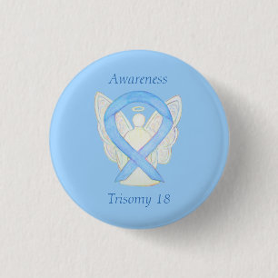 Trisomie 18-bewustzijn engel lint kunst speld ronde button 3,2 cm