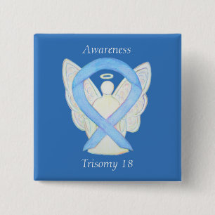Trisomy 18 Awareness Angel Ribbon Art Pin Vierkante Button 5,1 Cm