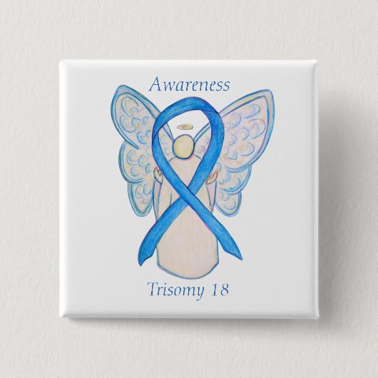 Trisomy 18 Awareness Angel Ribbon Art Pin Vierkante Button 5,1 Cm (Voorkant)