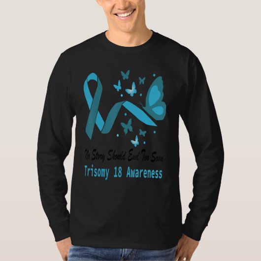 Trisomy 18 Awareness Butterfly Support Light Blue T-shirt (Voorkant)