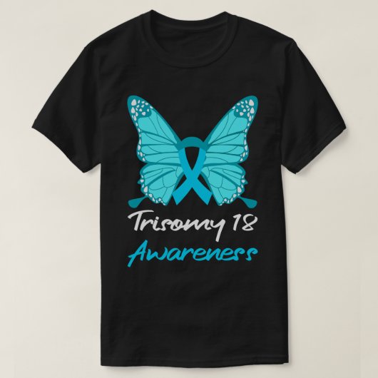 Trisomy 18 Awareness Butterfly Support T-shirt (Design voorkant)