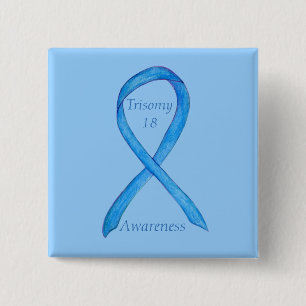 Trisomy 18 Awareness Ribbon Custom Art Pin Vierkante Button 5,1 Cm
