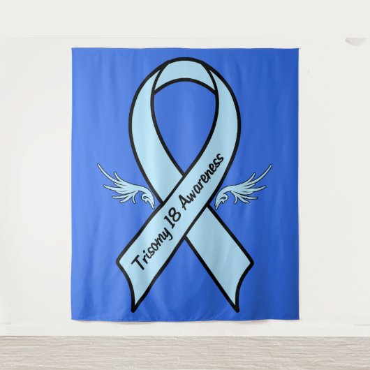Trisomy 18 Awareness Ribbon with Wings Wandkleed (Voorkant)