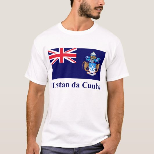 Tristan da Cunha vlag met naam T-shirt (Voorkant)