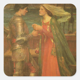 Tristan en Isolde door John William Waterhouse Vierkante Sticker