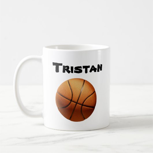 Tristan Nom Avec Basketball Orange, Mug De Café (Gauche)