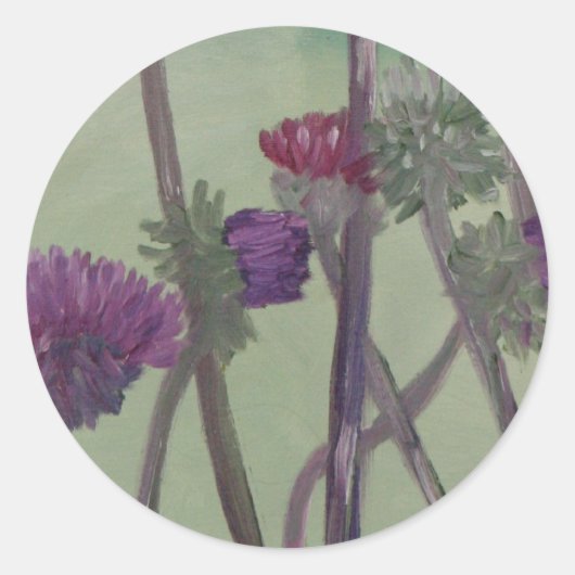 "Tristan's Thistles" Ronde Sticker (Voorkant)