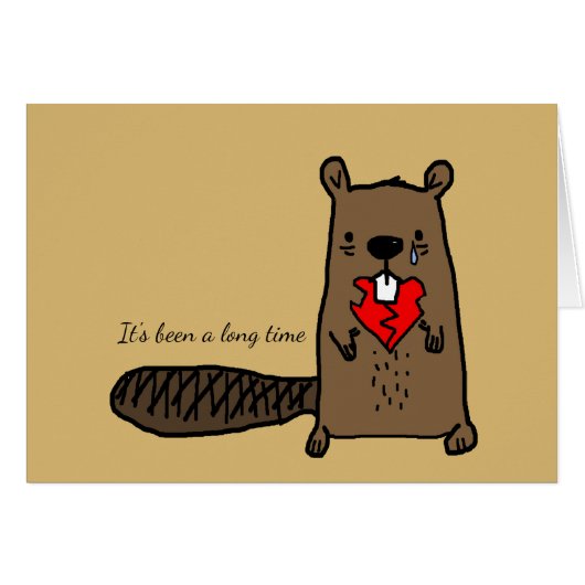 Triste Castor Cartoon Avec Coeur Gnawed Et Texte P (Devant horizontal)