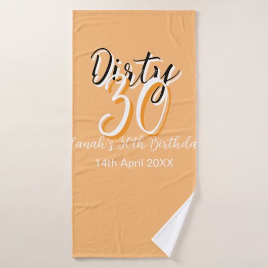 Triste trente orange blanc simple rétro annonce d' (Serviette de bain)