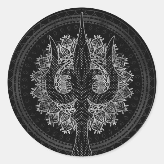 Trisula - Trident van Shiva Ronde Sticker (Voorkant)