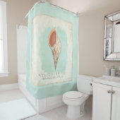 Tritons Trumpet Shell Beach Bathroom gepersonalise Douchegordijn (In situ)