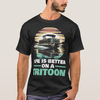 Tritoonboot Drie Pontons Boot Ponton Kapitein B T-shirt