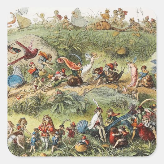 Triumfale maart van de Elf King, Fairies, Goblins Vierkante Sticker (Voorkant)