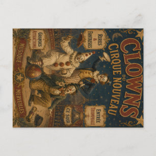 Triumferende Clowns Oude Circusposter - Circus & Feestdagenkaart