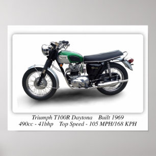 Triumph T100R Daytona Motorcycle - A3 Print