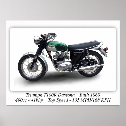Triumph T100R Daytona Motorcycle - A3 Print (Voorkant)