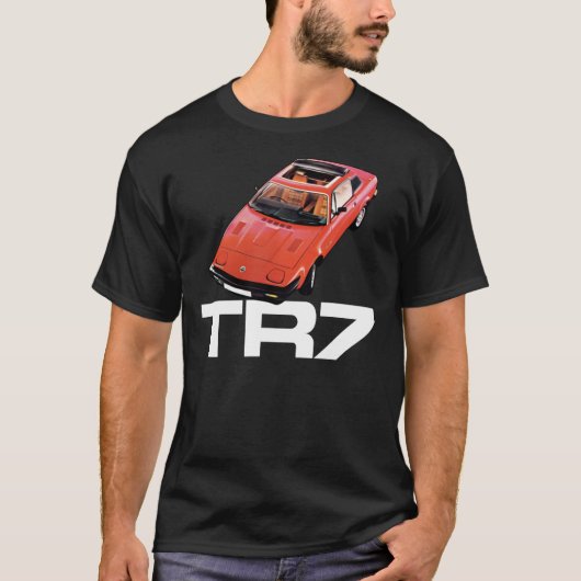 Triumph TR7 - Rood met witte logo Klassieke T-Shir T-shirt (Voorkant)