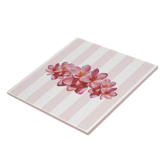 Trivet - Roze Plumeria Tegeltje (Zijkant)