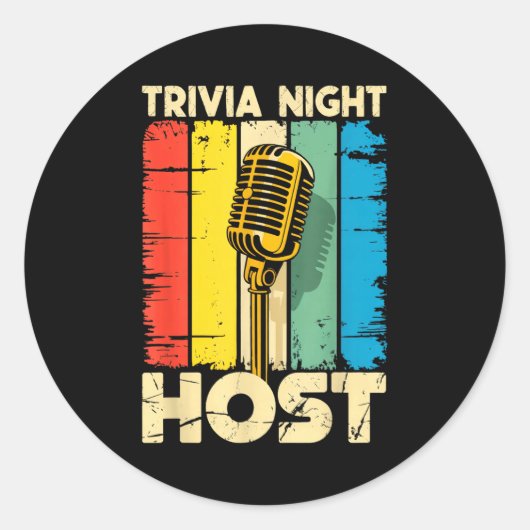 Trivia Night Host Quiz Game Entertainer Moderator  Ronde Sticker (Voorkant)