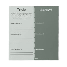 Trivia Party Game - Aangepaste vraag en antwoord Notitieblok