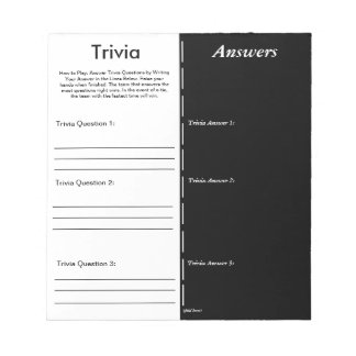 Trivia Party Game - Aangepaste vraag en antwoord Notitieblok