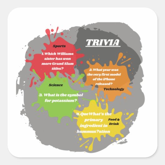 Trivia Vragen Vierkante Sticker (Voorkant)