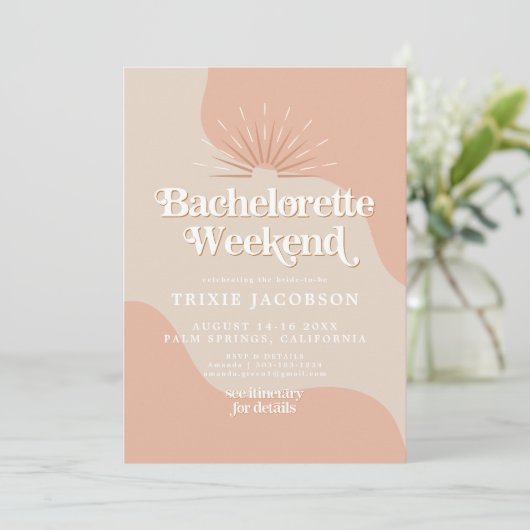 TRIXIE Retro 70's Disco Groovy Blush Bachelorette Kaart (Staand voorkant)