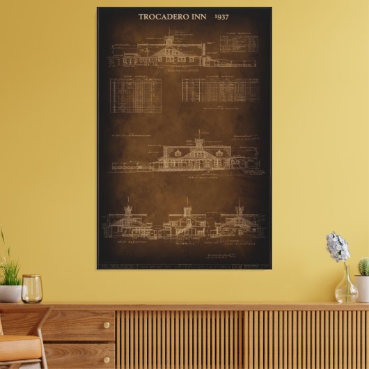 Trocadero Inn Blauwdruk - San Francisco 1937 Canvas Afdruk (Insitu (Woonkamer))