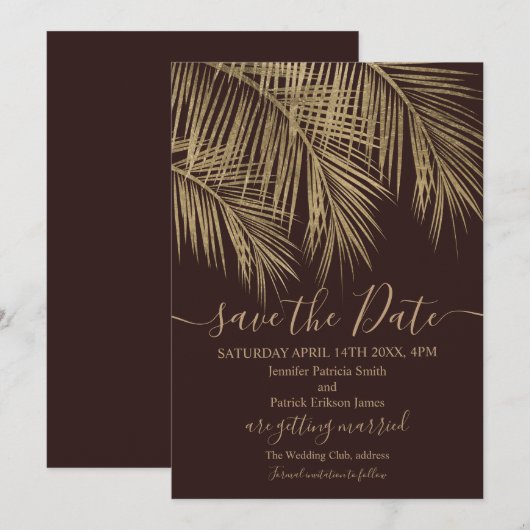 Troebel rood met goudpalm, met uitzondering van de save the date (Voorkant / Achterkant)