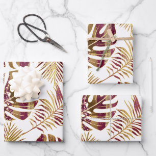 Troebele tropische bladeren, gepatenteerd, gegrave inpakpapier vel