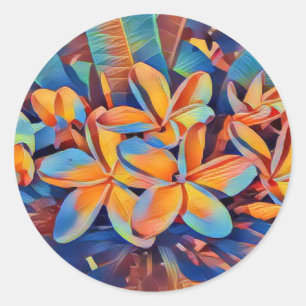 Troebele tropische fangipanis ronde sticker