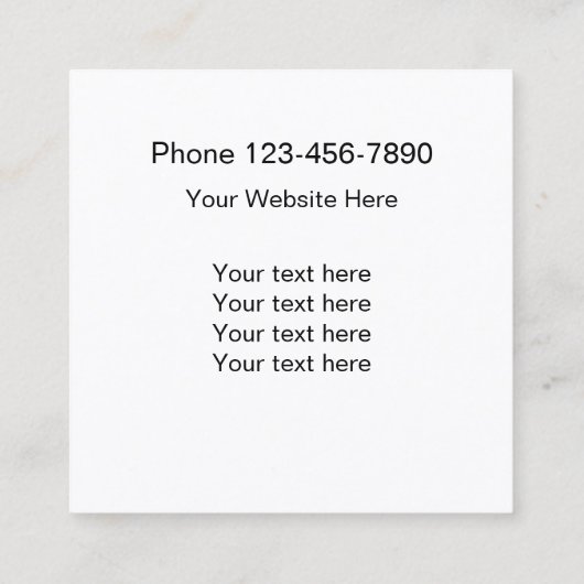 Troep en verwijdering vierkante visitekaartje (Achterkant)